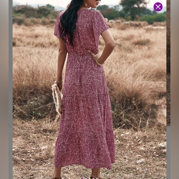 Wine and Ivory dot midi dress - Picture 3 of 10